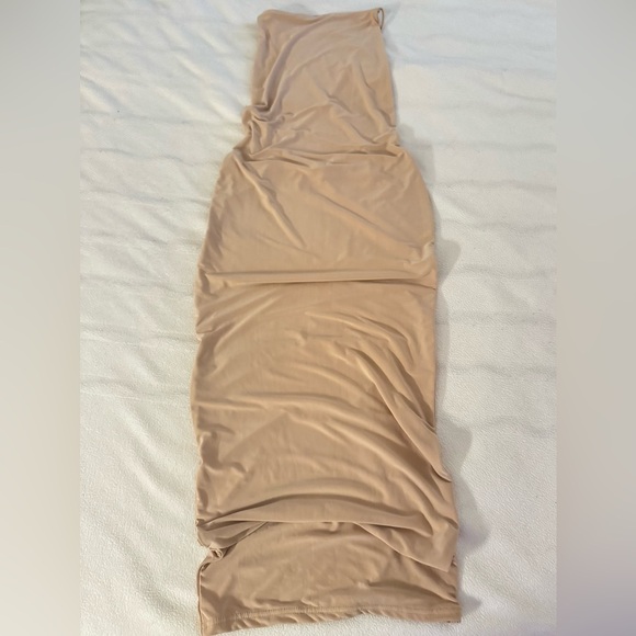 PrettyLittleThing Beige Slinky Open Back Midi Dress | Size 4 NWT - Picture 6 of 6